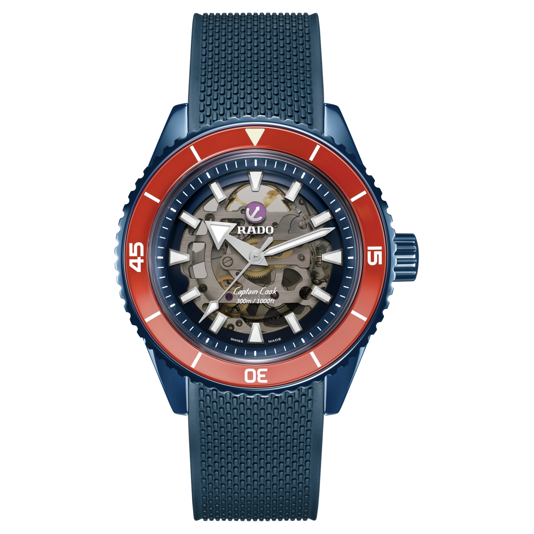 New Rado Captain Cook High-Tech Ceramic Skeleton Blue Dial Men's