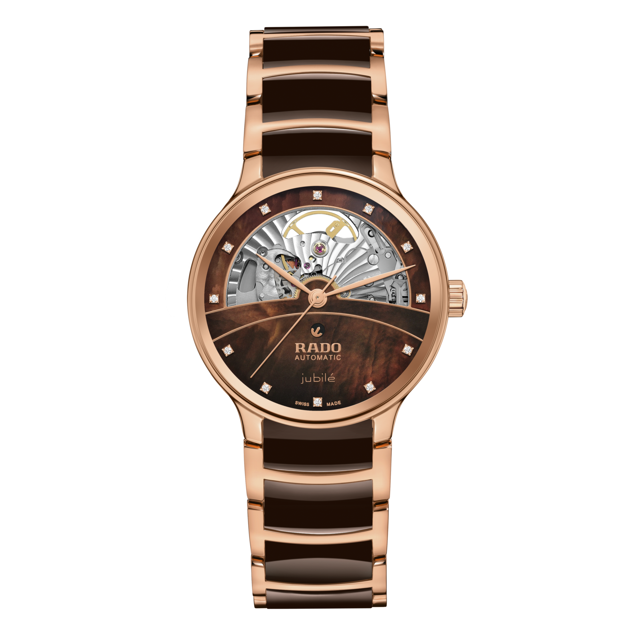 New Rado Centrix Automatic Diamonds OpenHeart Brown Dial Women's