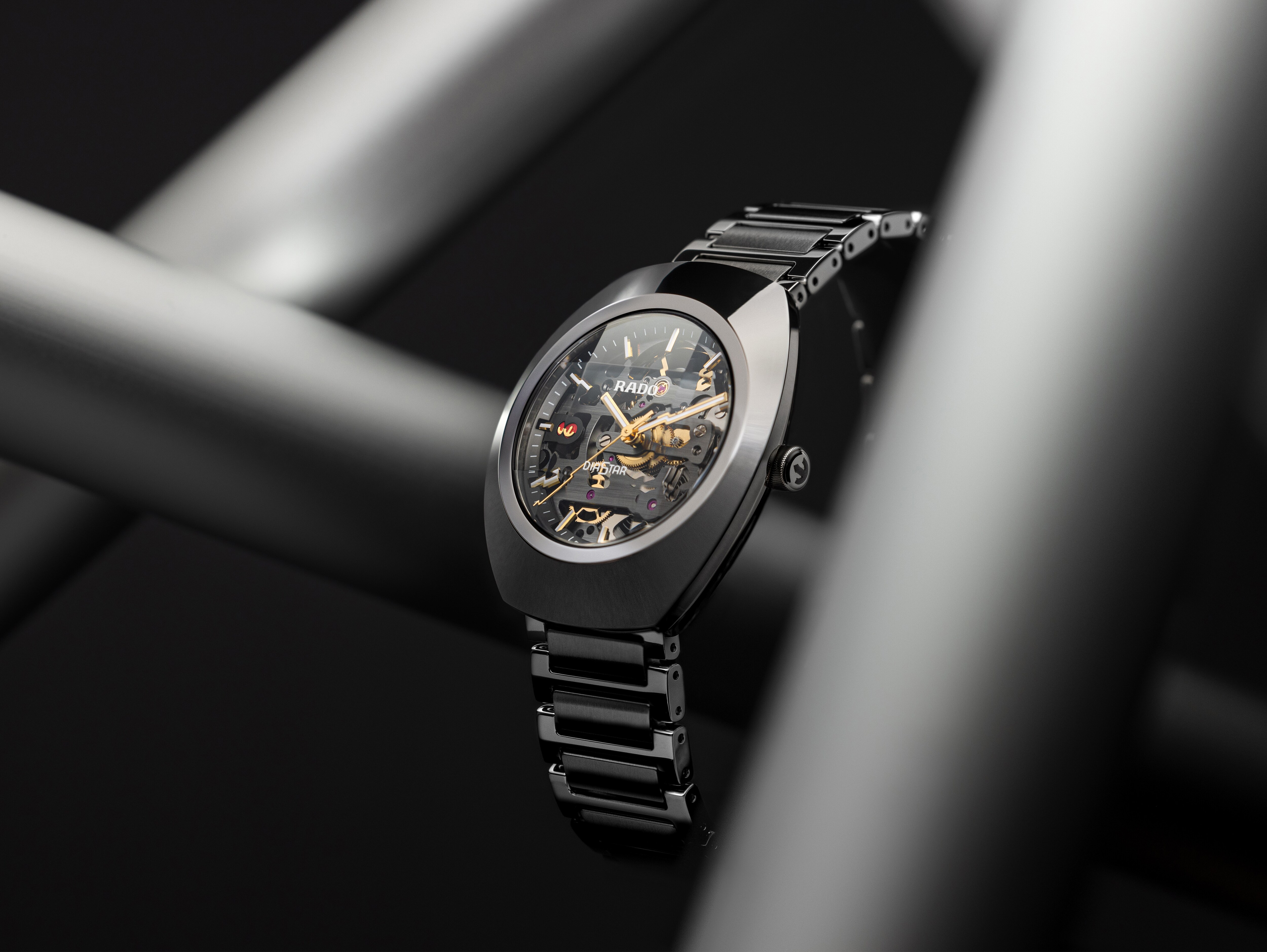 RADO Diastar 黒 ステンレススチール 防水 DiaStar Original Automatic Skeleton ステンレススチール 時計